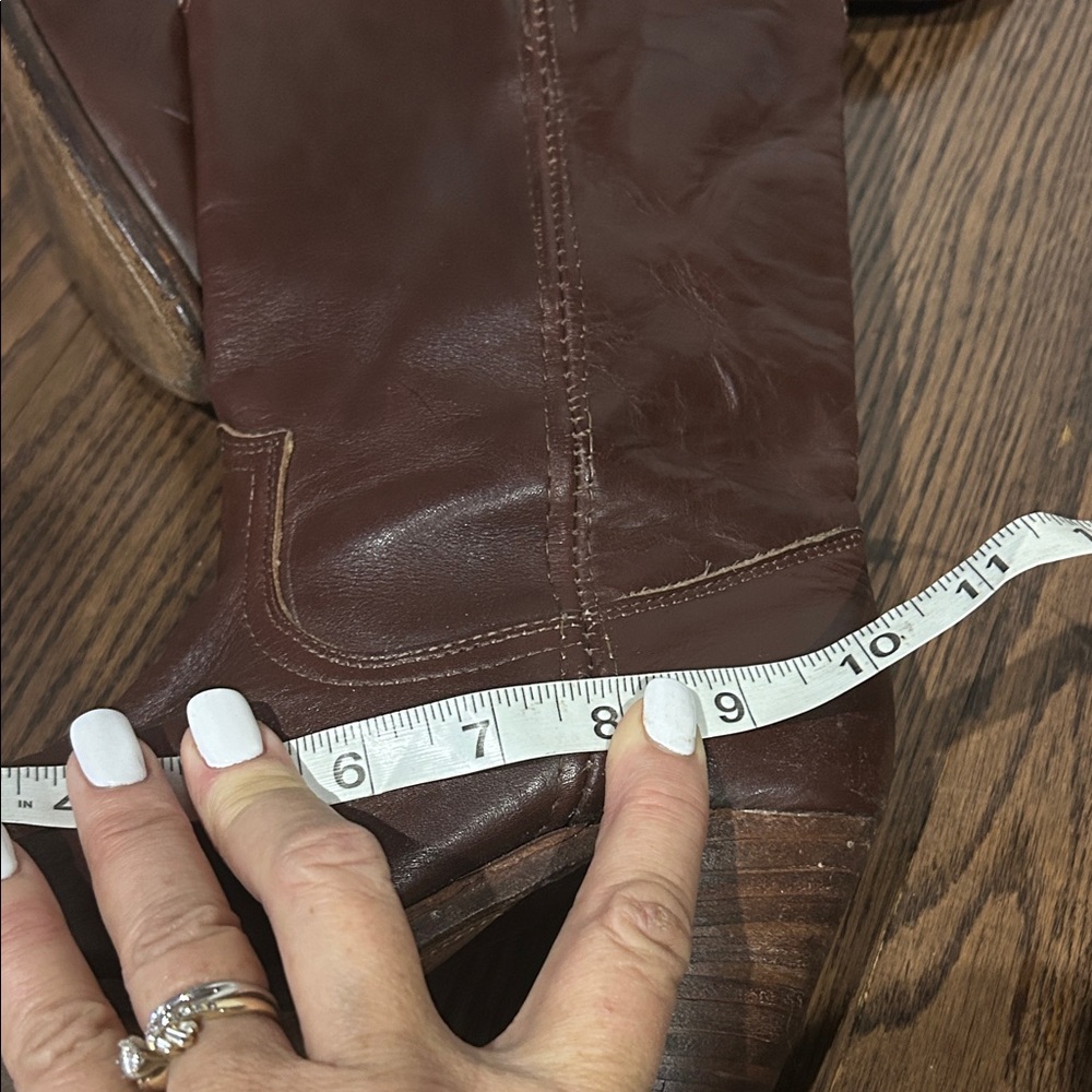 Vtg Frye brown leather pull on cowboy boots 8.5 - Picture 9 of 9